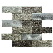 Load image into Gallery viewer, TZ Global Silk Interlocking 11.75&quot; x 12&quot; Glass and Metal Mosaic Tile

