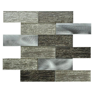 TZ Global Silk Interlocking 11.75" x 12" Glass and Metal Mosaic Tile