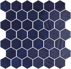 Elysium Tiles Hexagon Zelik XL Blue 11.25" x 11.25" Mosaic Tile