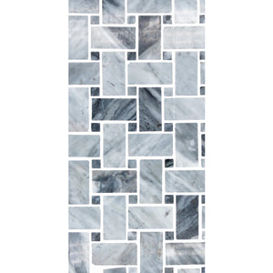 Total Home Distributors Sto-Re Collection Polished Bardiglio Basketweave w/ Dark Dot 12" x 12" Mosaic Tile
