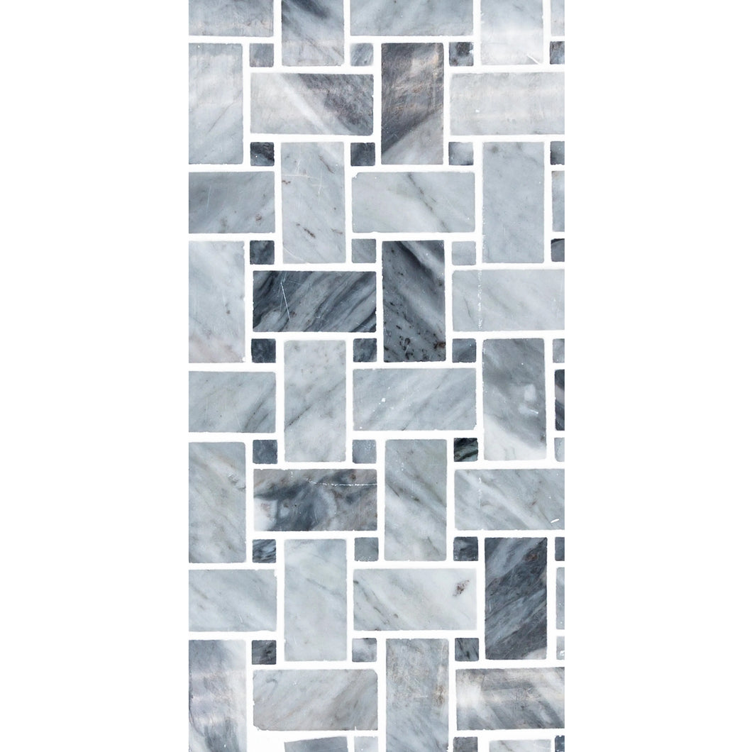 Total Home Distributors Sto-Re Collection Polished Bardiglio Basketweave w/ Dark Dot 12