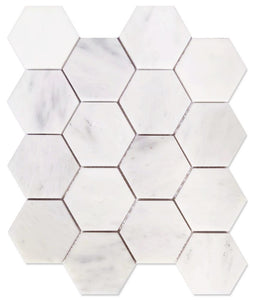 Elysium Tiles Hexagon Snow White Honed 10.25" x 11.75" Mosaic Tile