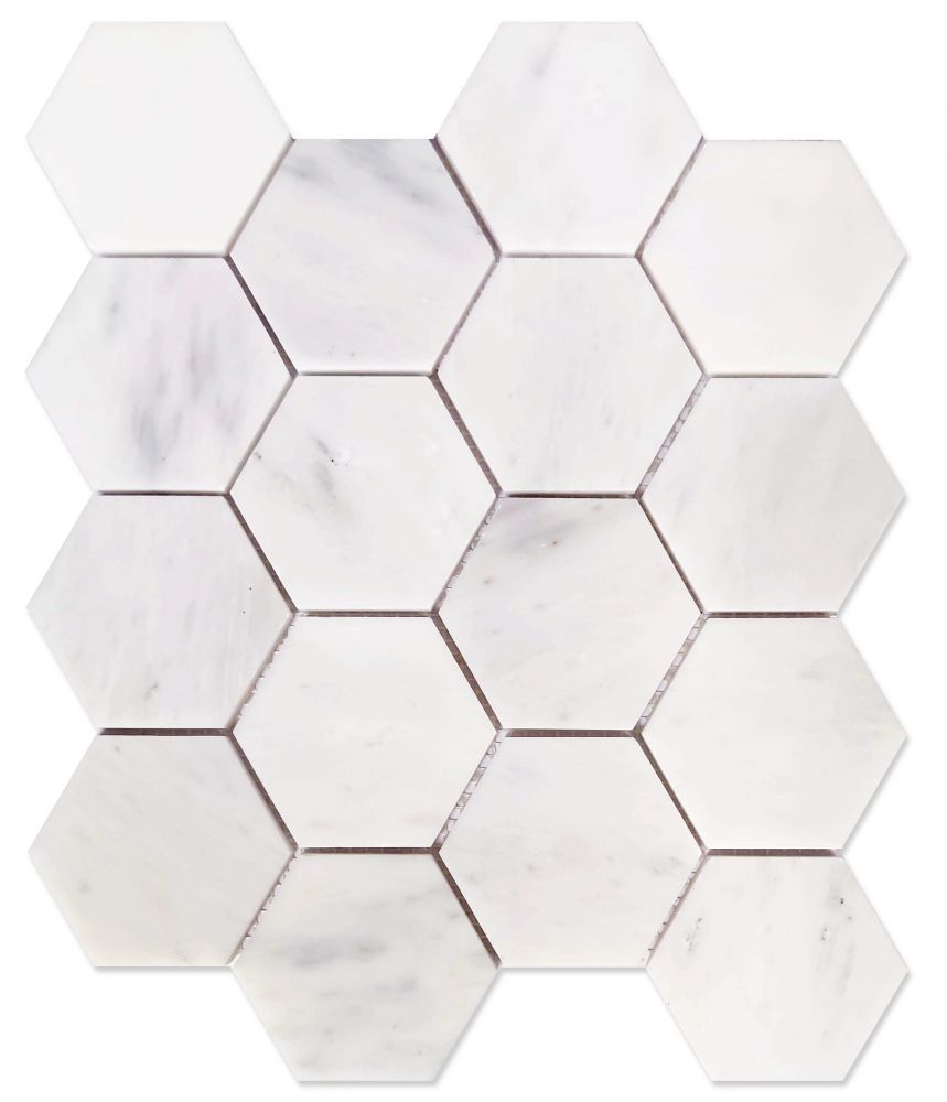 Elysium Tiles Hexagon Snow White Honed 10.25