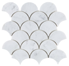 Load image into Gallery viewer, Elysium Tiles Dragon Scale Carrara 9.75&quot; x 9.75&quot; Mosaic Tile
