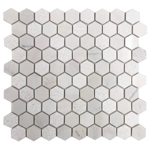 Ottimo Ceramics Stone Hex White 12" x 12" Mosaic Tile
