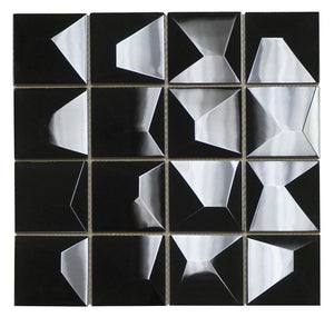 Ottimo Ceramics Dimension Square Black 12" x 12" Mosaic Tile