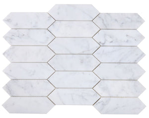 Elysium Tiles Elongated Hex Carrara Honed 11.75" x 15" Mosaic Tile