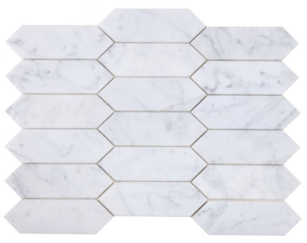 Elysium Tiles Elongated Hex Carrara Honed 11.75