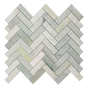 Elysium Tiles Herringbone Green 11" x 12.5" Mosaic Tile