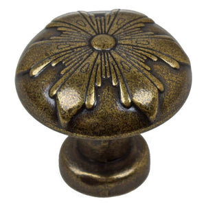 28.5 mm (1.125") Antique Brass Transitional Round Snowflake Cabinet knob