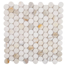 Load image into Gallery viewer, Elysium Tiles Penny Calacatta Marble 11&quot; x 11.75&quot; Mosaic Tile
