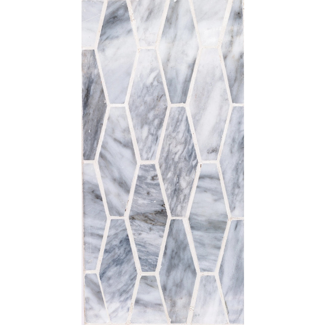 Total Home Distributors Sto-Re Collection Polished Bardiglio Elongated Hexagon 11.5