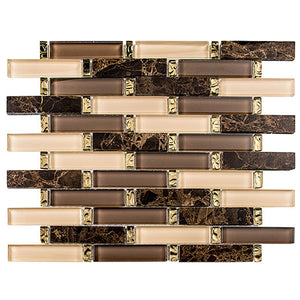 GT Interlace Series Crunched Walnut 11.75" x 13.25" Mosaic Tile