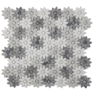 Elysium Tiles Daisy Wild Grey 12.5" x 13" Mosaic Tile