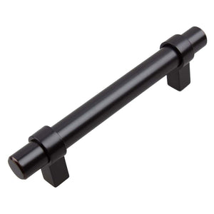 95mm (3.75") Center to Center Matte Black European Solid Steel Bar Pull Cabinet Hardware Handle