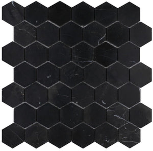 Elysium Tiles Hexagon Marquina 11.75" x 12" Mosaic Tile