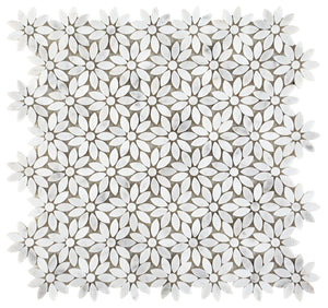 Elysium Tiles Daisy Wild Carrara 12.50" x 12.75" Mosaic Tile