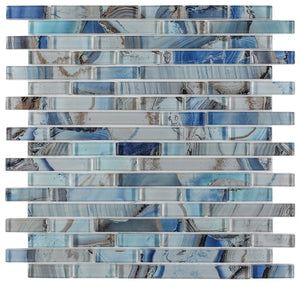 Elysium Tiles Linear Shell Blue 11.75" x 12" Mosaic Tile