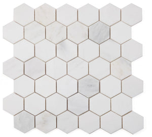 Elysium Tiles Hexagon Snow White Polished 11.75" x 12" Mosaic Tile