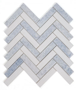 Elysium Tiles Herringbone Crystal Ocean 11.25" x 11.25" Mosaic Tile