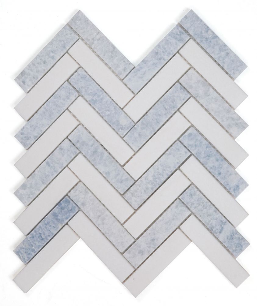 Elysium Tiles Herringbone Crystal Ocean 11.25