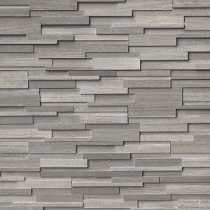 MSI Gray Oak 3D Honed Marble 6" x 24" Stacked Stone Panel