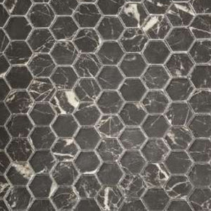 Bellezza Ceramica Nero Marquina Hexagon Matte 11.86" x 11.43" Mosaic Tile