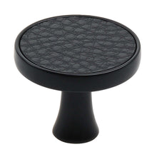 Load image into Gallery viewer, 32mm (1.25&quot;) Matte Black Round Embossed Leather Cabinet Knob
