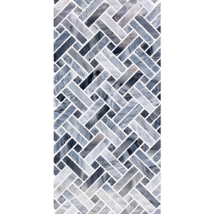 Total Home Distributors Sto-Re Collection Polished Bardiglio Stanza w/ Dark Dot 5/8" x 2" Mosaic Tile