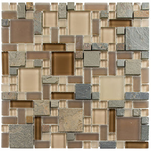 GT Glass & Slate Series Winter Scape (Block Random) 12" x 12" Mosaic Tile