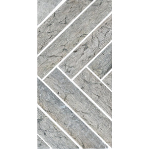 Total Home Distributors Sto-Re Collection Polished Wooden Blue Herringbone 1.5" x 9" Mosaic Tile