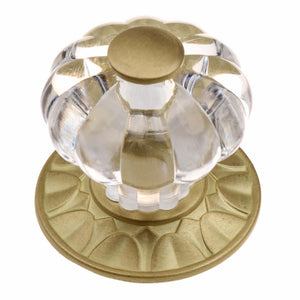 32mm (1.25") Clear Acrylic Melon Cabinet Knob with Satin Gold Backplate