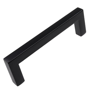 95mm (3.75") Center to Center Matte Black Solid Square Bar Pull Cabinet Hardware Handle