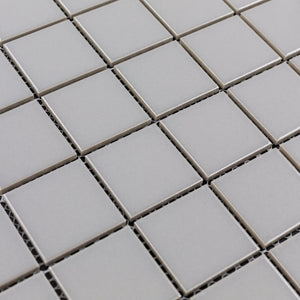 Total Home Distributors Porcelain Mosaics Collection Matte Grey Square 12" x 12" Mosaic Tile