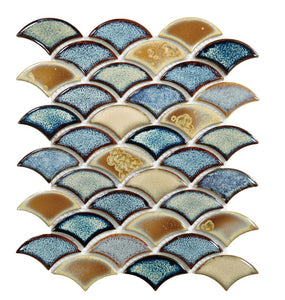Elysium Tiles Dragon Scale Olive 10" x 12" Mosaic Tile