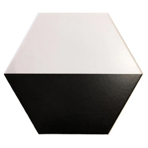 Ottimo Ceramics Neo LJ022 Black & White Halves 8" x 9" Mosaic Tile