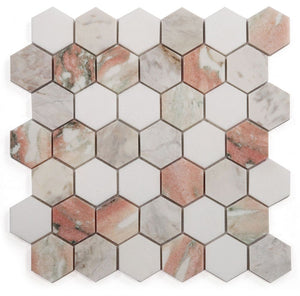 Elysium Tiles Hexagon Rose 11.75" x 12" Mosaic Tile