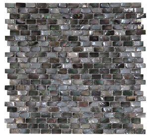 Elysium Tiles Pearl Black Mini Brick 11.25" x 11.25" Mosaic Tile