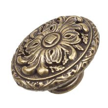 Load image into Gallery viewer, 51mm (2&quot;) Antique Brass Old World Ornate Oval Cabinet Knob
