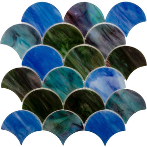 Elysium Tiles Newport Scale Blue 9.5" x 9.75" Mosaic Tile