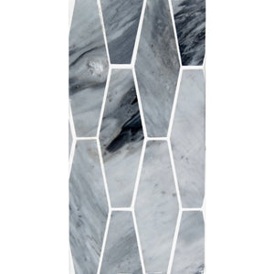 Total Home Distributors Sto-Re Collection Polished Bardiglio Elongated Hexagon 12" x 12" Mosaic Tile