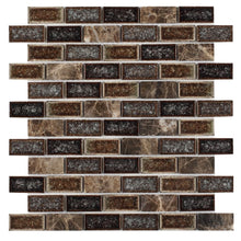 Load image into Gallery viewer, Elysium Tiles Swiss Emperador Brick 10.75&quot; x 11.75&quot; Mosaic Tile
