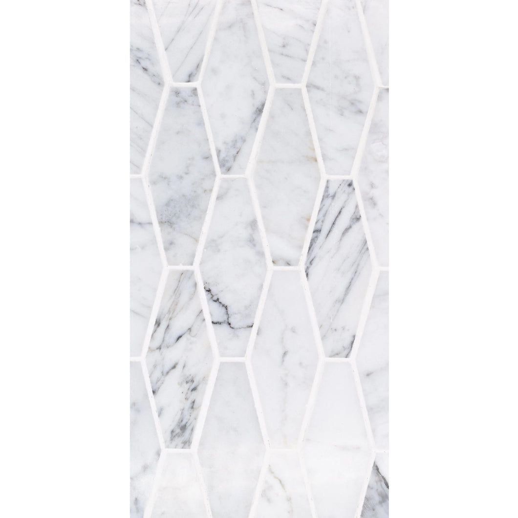 Total Home Distributors Sto-Re Collection Polished Carrara Elongated Hexagon 1.5