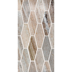 Total Home Distributors Sto-Re Collection Polished Ocean White Elongated Hexagon 1.5" x 4" Mosaic Tile