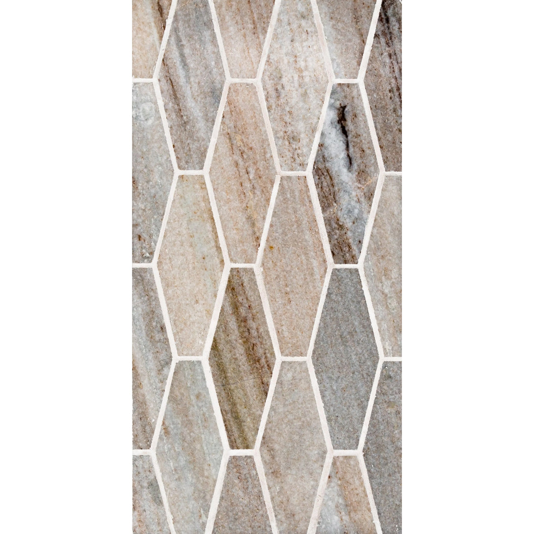 Total Home Distributors Sto-Re Collection Polished Ocean White Elongated Hexagon 1.5