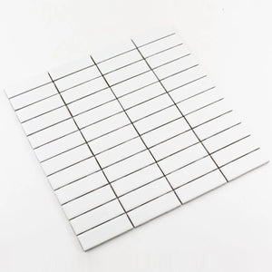 Total Home Distributors Porcelain Mosaics Collection 12" x 12" White Grid Pattern Mosaic Tile