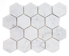 Load image into Gallery viewer, Elysium Tiles Hexagon Carrara Honed 10&quot; x 11.5&quot; Mosaic Tile
