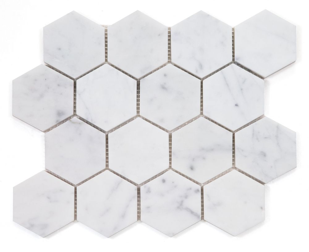 Elysium Tiles Hexagon Carrara Honed 10