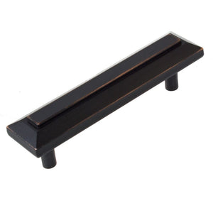 76mm (3") Center to Center Oil Rubbed Bronze Grooved Rectangle Pull Cabinet Hardware Handle