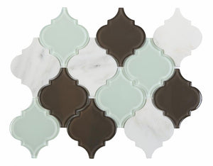 Ottimo Ceramics Regal Grey, White and Blue 0.72 ft² 10" x 11" Mosaic Tile